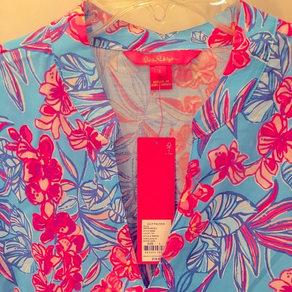 NWT Lilly Pulitzer Luna Bay Tunic in Blue Orchid Oasis Size Large - Picture 3 of 13